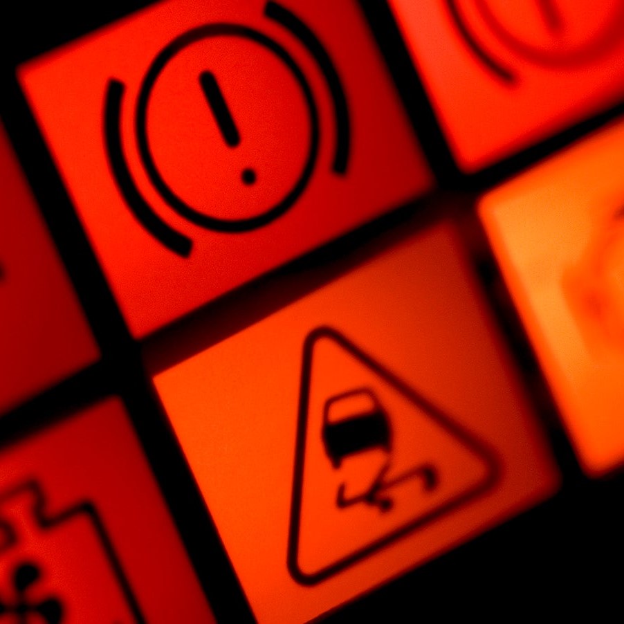 red warning light on car