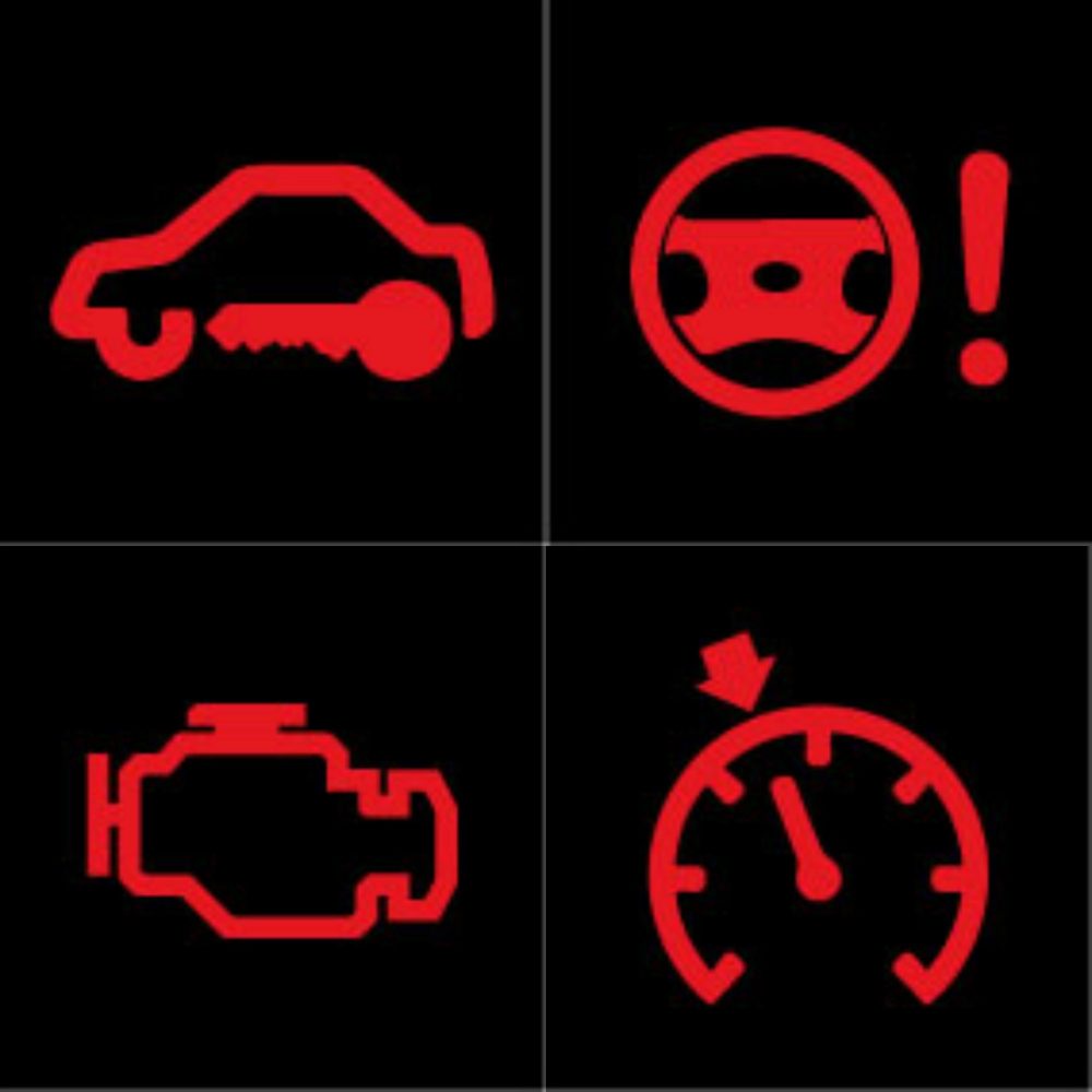red warning light on car