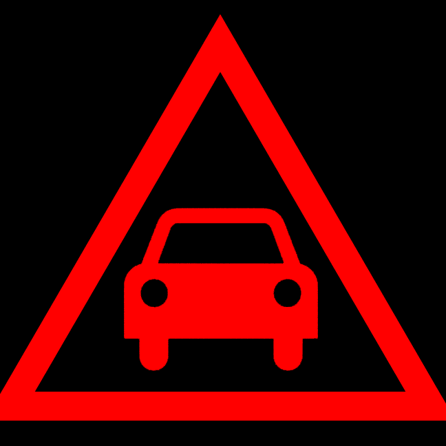 red warning light on car