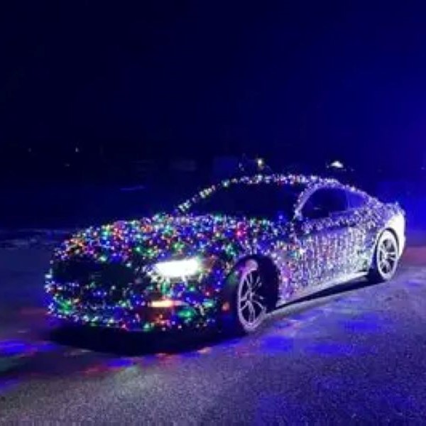 how to wrap your car in christmas lights