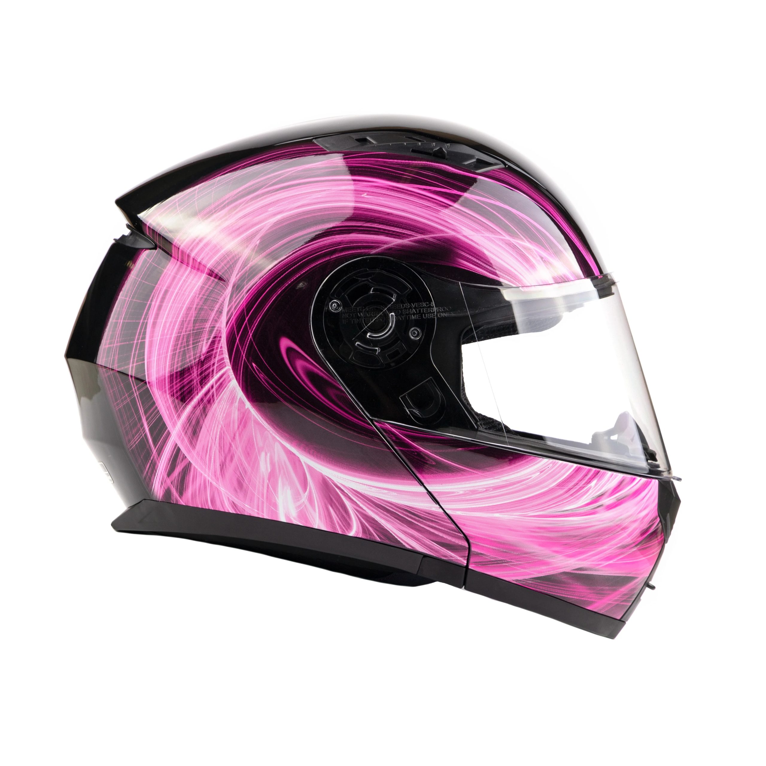 pink motorcycle helmet