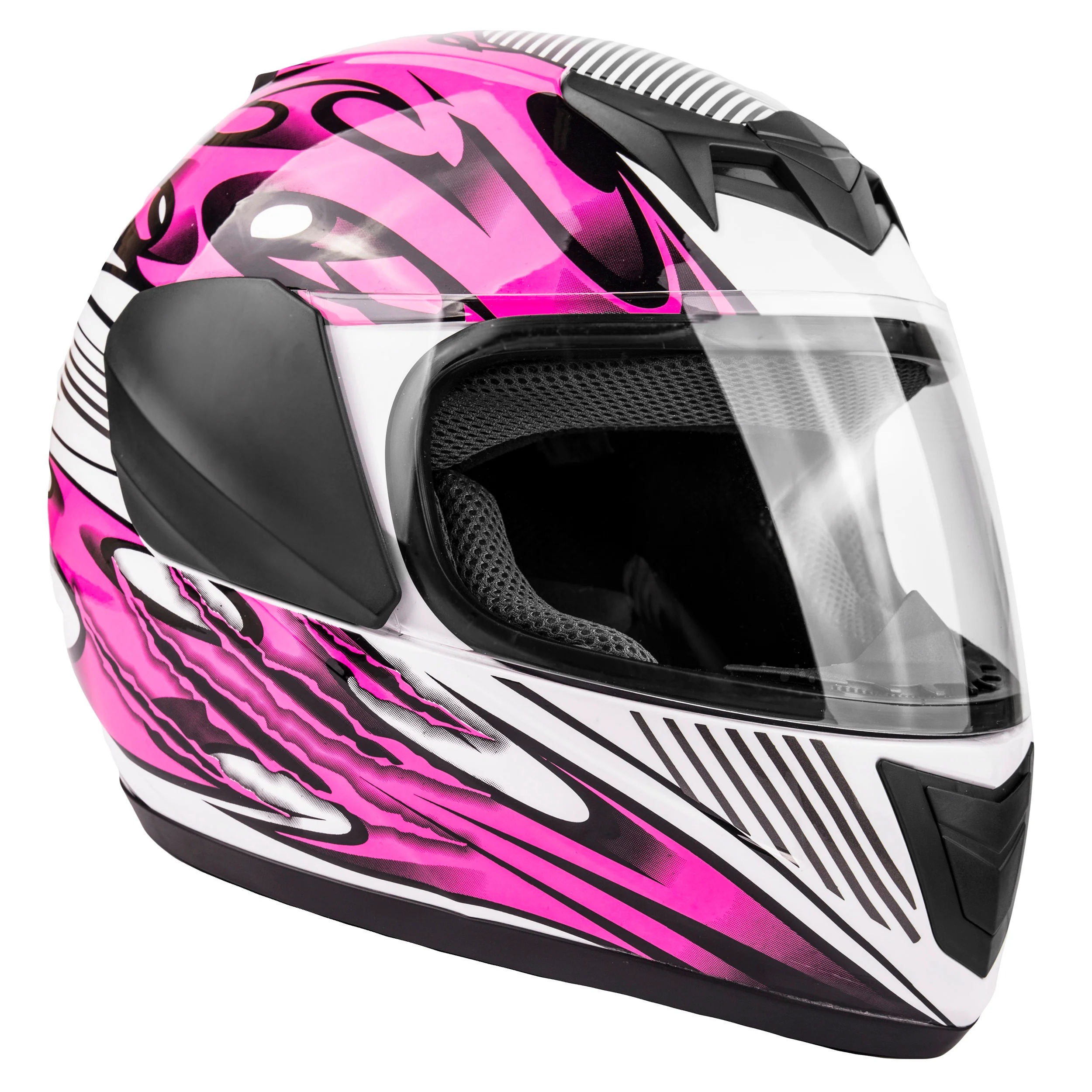 pink motorcycle helmet